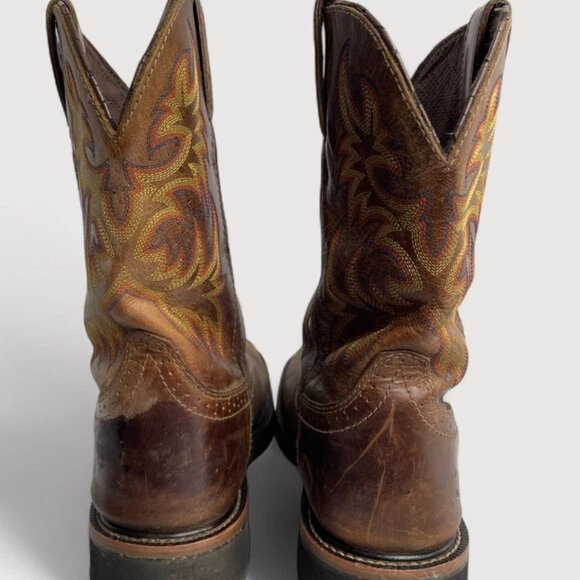 Justin WK4686 Driller Work Leather Square Toe Western Cowboy Boots Men's 7.5 D - Picture 6 of 12